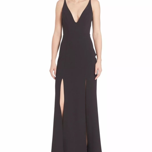 ABS Allen Schwartz Black Crepe Gown L - Picture 3 of 13